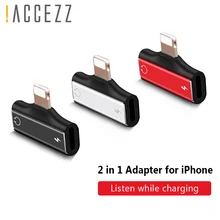 

!ACCEZZ 2 in 1 Dual lighting Calling Listening Charging Converter Cable For iphone X 8 7 Plus XS MAX XR Headphone Adapter 1.2M