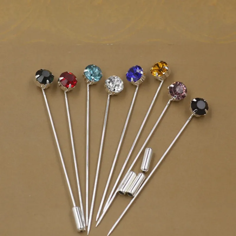 

8pcs/lot lapel Pin 70mm Length women's Fashion Brooch Pins Rhinestone DIY Jewelry Making Supplies Safety Pins With Stopper Z666