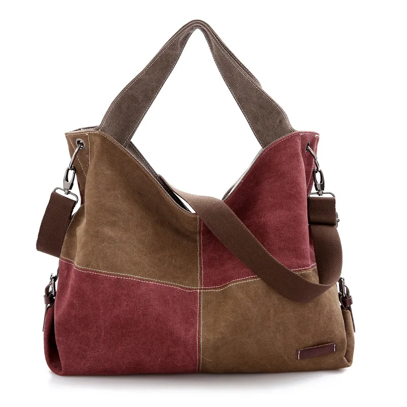 

LEDANI Women Bag Shoulder Canvas Bag Big Large Stitching Design Handbags Messenger