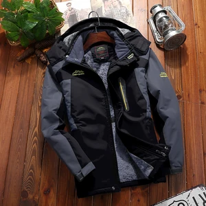 9XL наружные походные куртки мужские зимние большие размеры горные дорожные куртки непромокаемые Трекинговые рыболовные охотничьи лыжные мужские куртки - изображение