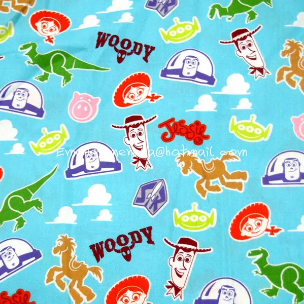 wz004 1 Yard Cotton Poplin Fabric Cartoon Characters, Toy