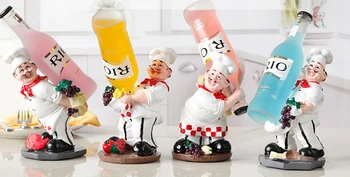 

Bistro Chef Wine Bottle Holder Resin Figurine Wine Holder Rack Stand Home Decor