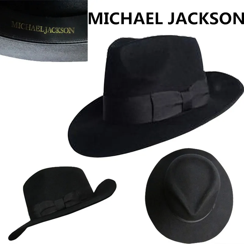 Fedora Black Wool Retro Hat Of Jackson For Mj Fans With Name Formal Gentry - Fedoras - AliExpress