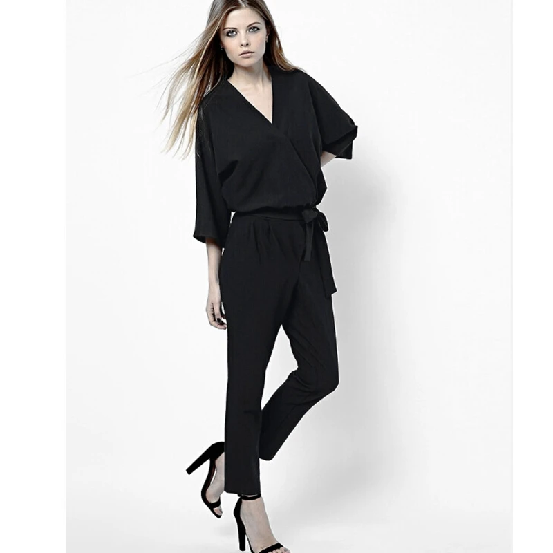 black three quarter jumpsuit
