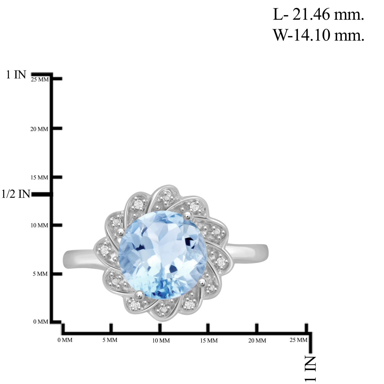 JewelonFire 3 1/5 Carat T.G.W. Sky Blue Topaz and Accent White Diamond Sterling Silver Ring (3)