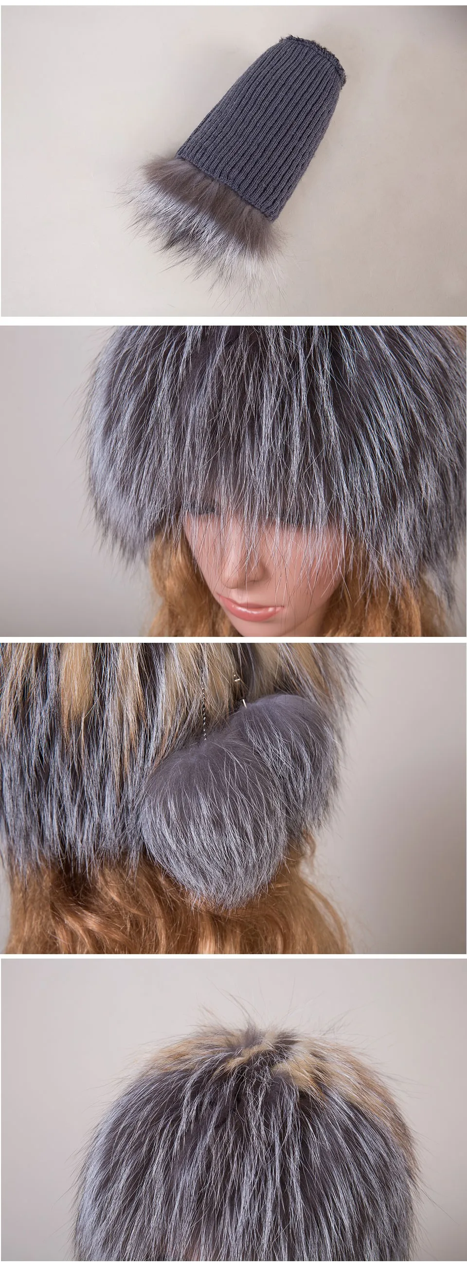 Женская шапка Зима 100% натуральный лисий мех шапка с серебряным лисьим мехом шар-помпон шапочки хорошего качества женские брендовые теплые