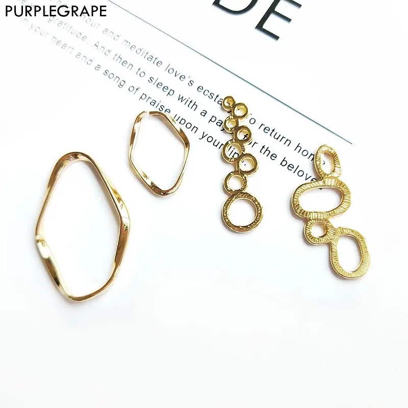 

PURPLEGRAPE DIY Handmade Earrings Accessories Alloy Geometry Women's Fashion Jewelry Pendant Material 8pcs