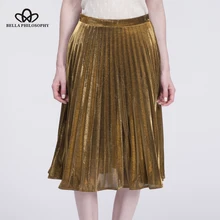 Heydress модная юбка металлического цвета женская большая длинная Плиссированная Женская юбка цвета золотистый, серебристый, фиолетовый, синий, зеленый низ