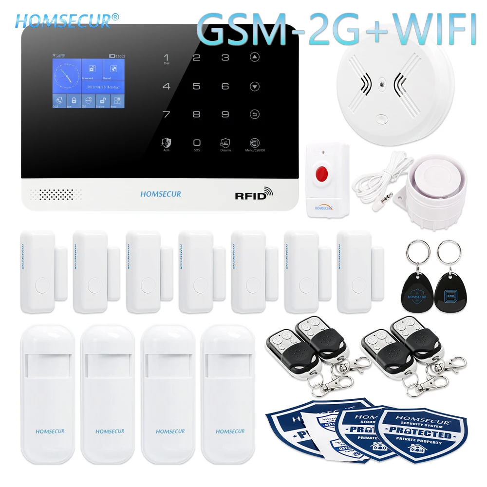 

HOMSECUR Wireless LCD 2G/GSM WIFI Home Security Alarm System with SOS Intercom (EN/DE/ES/RU/FR/PL/PT/IT Menu Adjustable)