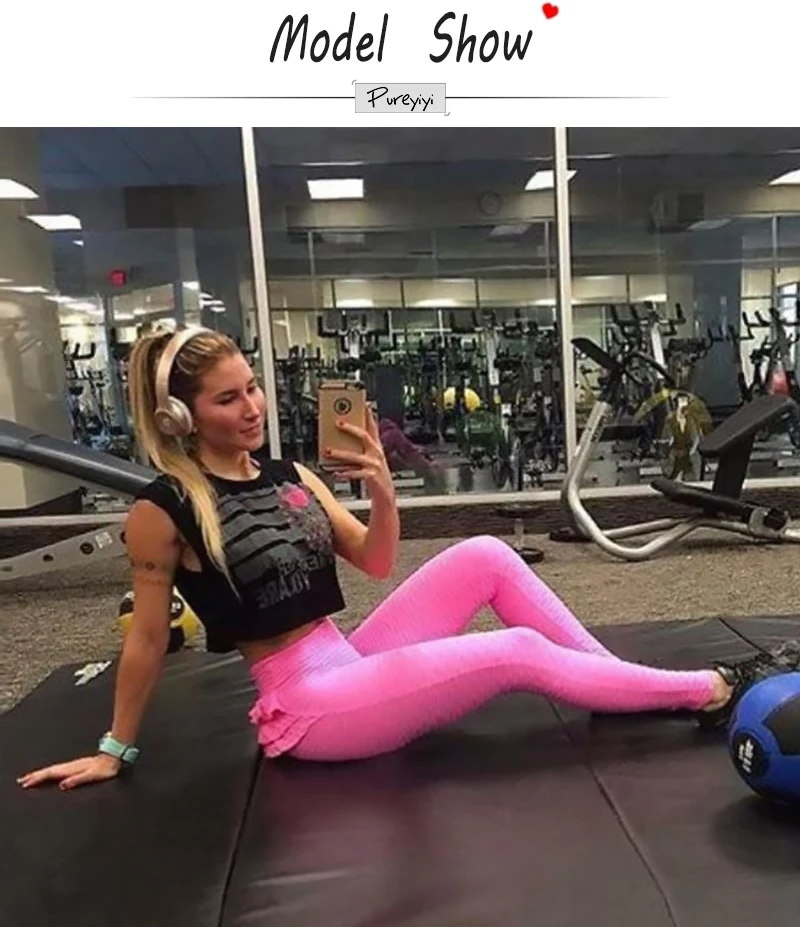 Leggings Women Solid Sexy Push Up Fitness Clothing High Waist Pants Female Legging Women Texture Warp hip irregular decoration (3)