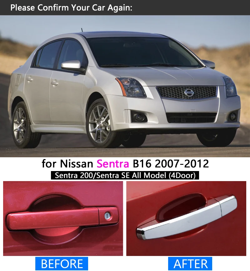 Хромированная накладка на дверные ручки автомобиля для Nissan Sentra B16 2007 2008 2009 2010 2011