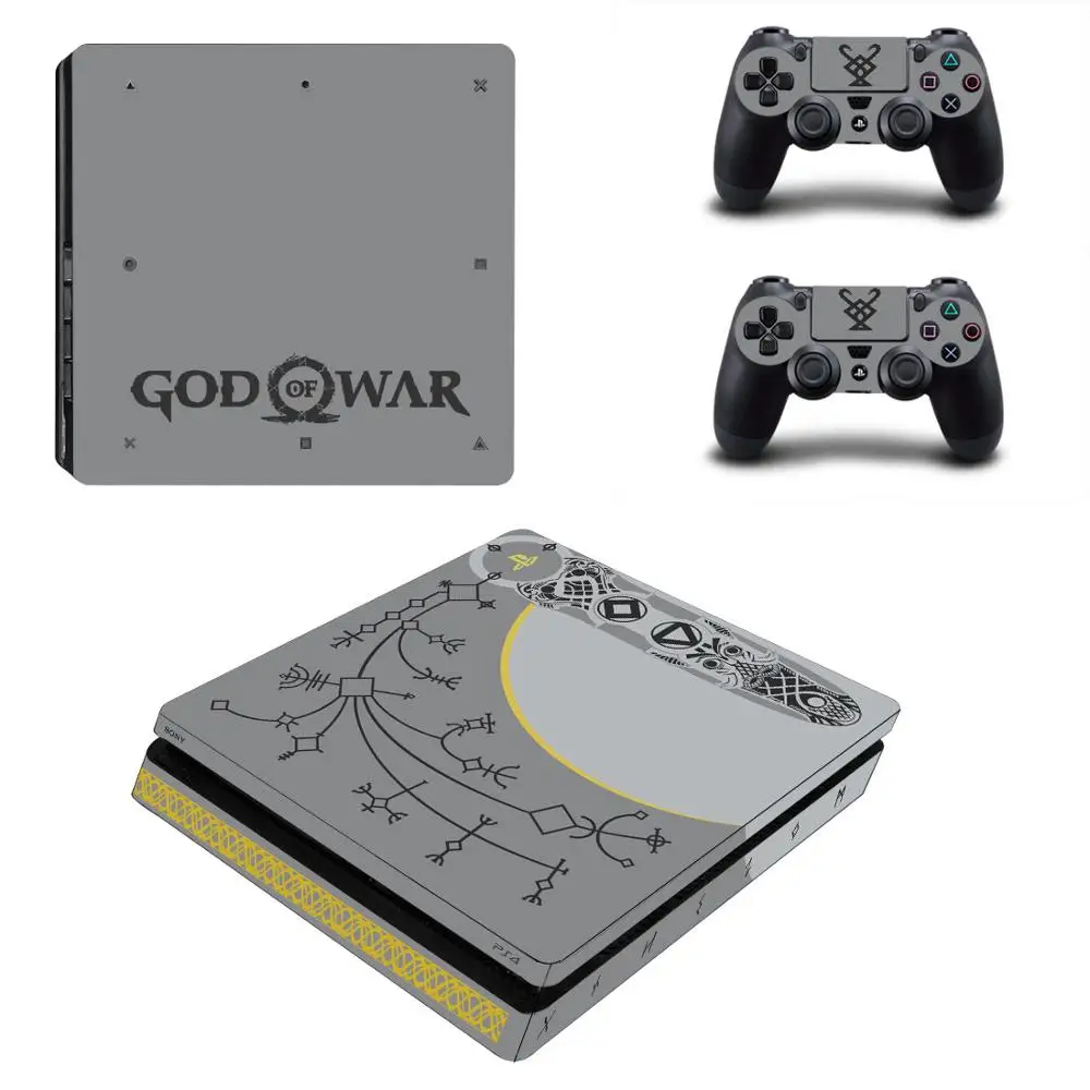 God of War PS4 тонкие наклейки для кожи, предназначенные для игровой консоли 4 Slim и 2 контроллера - Цвет: YSP4S-2128