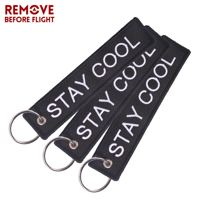 

3PCS New Keychain Motorcycles Car Key Chains Black Embroidery STAY COOL AWESOME EVERYDAY Key Tag Chains Keyring Gifts chaveiro