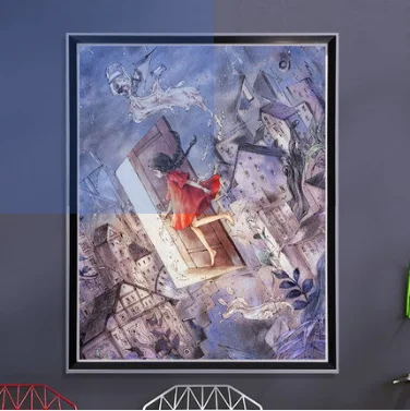 

A forest girl wandering cross stitch kit DMC brand thread animal dog count canvas fabric embroidery handmade needlework craft