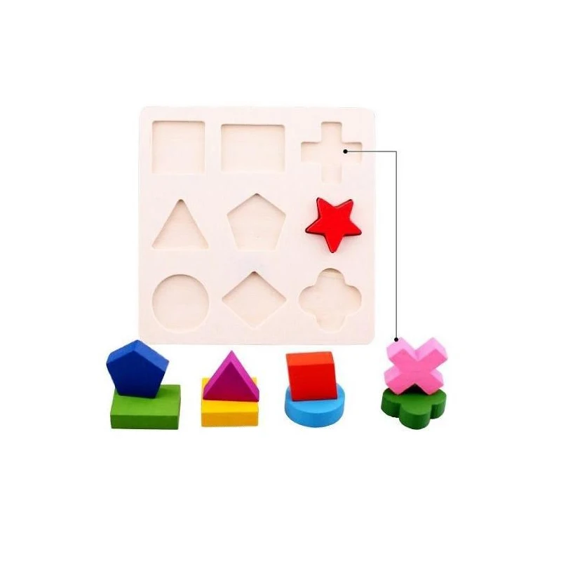 Деревянные геометрические формы сортировки математические головоломки Дошкольное обучение Развивающая игра Детские игрушки для малышей