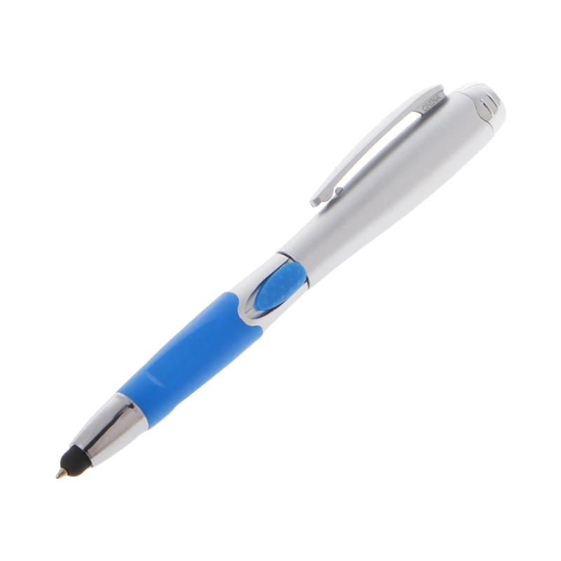 Шариковые ручки 3 в 1 светодиодный светильник планшет стилус канцелярские принадлежности емкостный сенсорный экран - Цвет: Синий