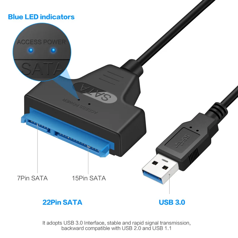 22 Pin SATA III к USB 3,0 2,5 дюймов Жесткий диск Кабельный адаптер-переходник UASP для 2,5 "ноутбук HDD SSD (не поддержка 3,5" HDD)