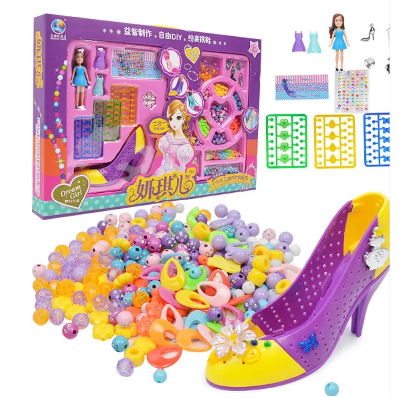 Красочные бусы для девочек DIY игрушка головоломка ролевые игры игрушки Набор для создания украшений обувь ручной работы набор украшений Развивающие игрушки для девочек