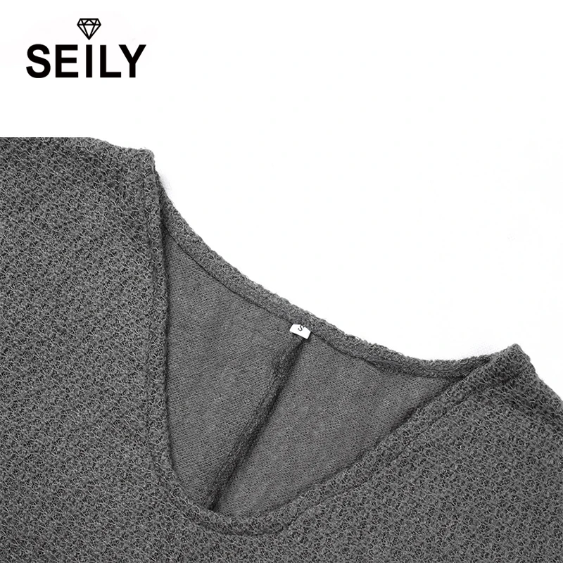 Seily Winter 2018 Oversize Knitted Long V Neck Sweater Female Pull Loose Tricot Pullover Women Jumper Multi Color Losse Trui
