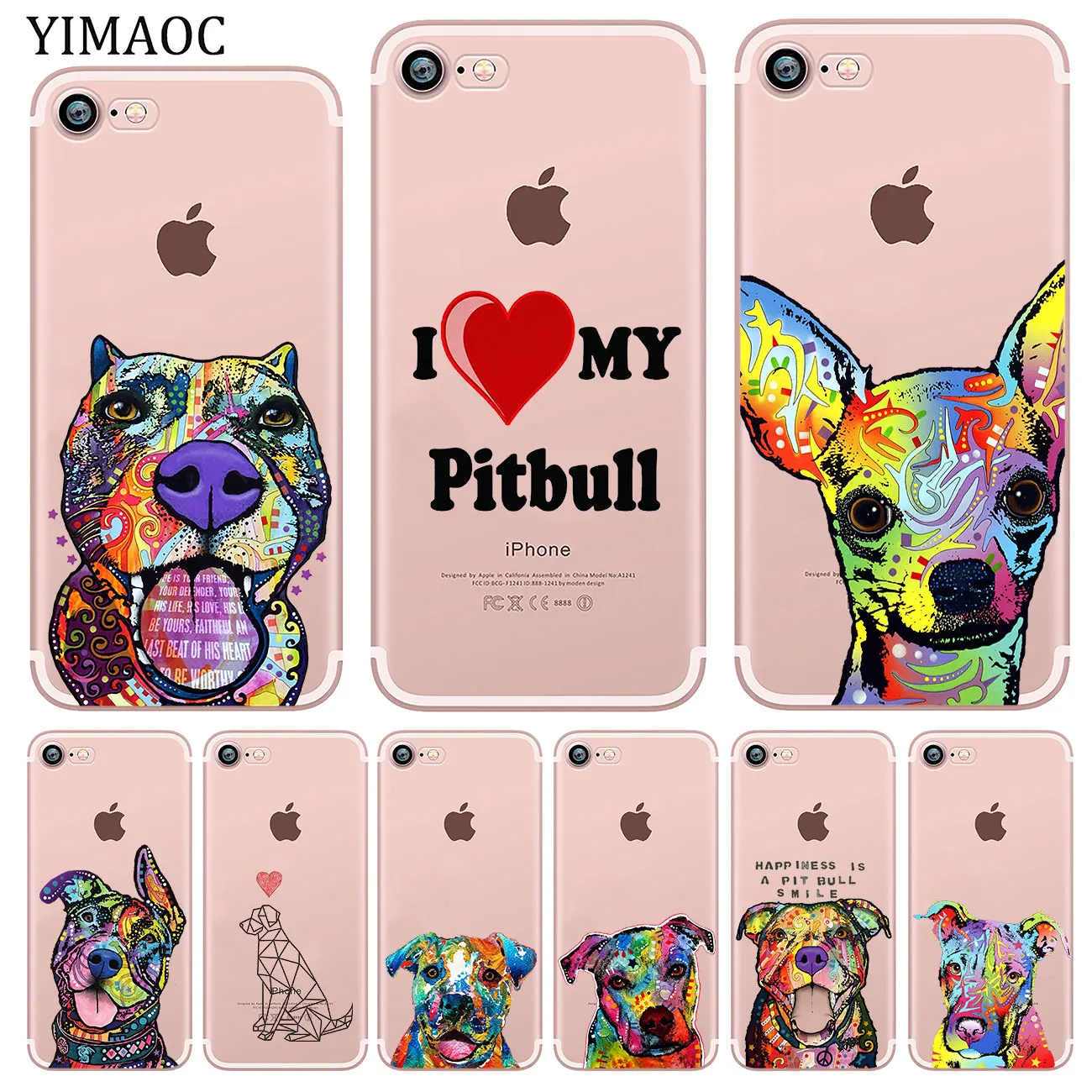 

YIMAOC Pitbull dog Soft Silicone Phone Shell Case for iPhone XR X XS 11 Pro Max 5 5S SE 6 6S 7 8 Plus 10 TPU Cover