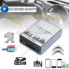 USB SD AUX car MP3 music player Adapters CD machine change For Peugeot 207 307 607 807 RD4 Citroen RT4 C2 C3 C4 12PIN Interface usb sd aux car mp3 music cd changer audio adapte for peugeot 307 407 citroen c4 c5 rd4 12pin interface cd quality dropship