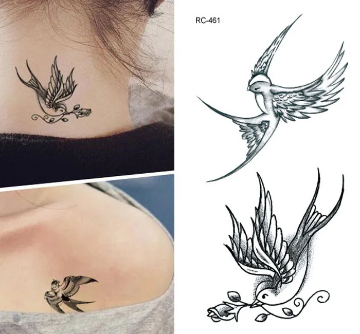 

tattoo stickers birds 10.5*6cm black fashion men women Swallows tattoo stickers