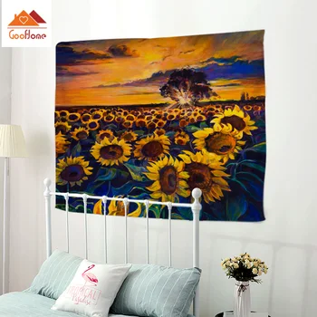 

GooHome Vintage Sunflower Oil Painting Wall Hanging Wall Decor Bedspread Tapestry Coverlet Bedding Curtain Scarf Sheet Wrinkle