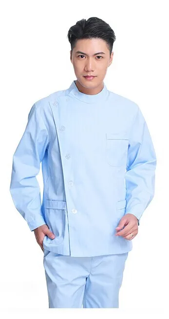 Хирургической Кепки больницы Для мужчин зимняя с длинным рукавом стоматолог рабочей одежды комплект доктор пальто Брюки для девочек набор для Clinic - Цвет: blue as photo
