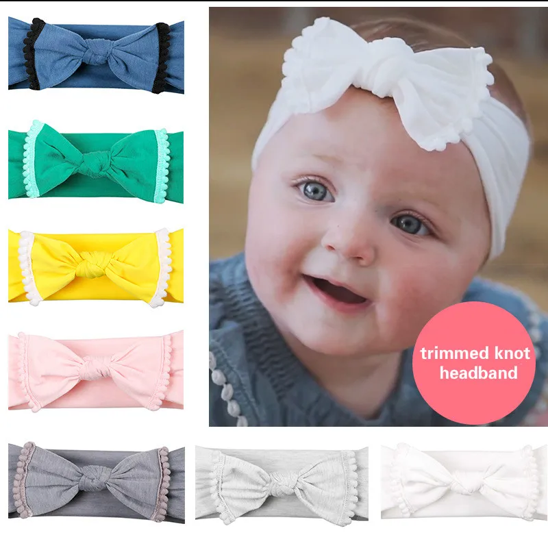 

Cotton Stretchy Bowknot Headband Wide Nylon Toddler Head Wraps Trimmed Knot Baby Hairbands Girl Hair Accessories For Kids