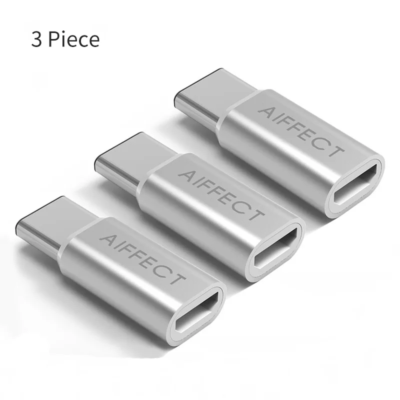AIFFECT Micro USB в type C конвертер Кабель type-c адаптер USB-C зарядки для Xiaomi OnePlus Nexus 5X LG - Цвет: Серебристый