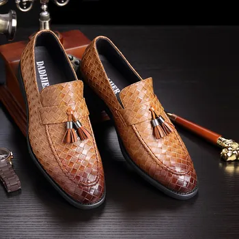 

2019 Men Dress Shoes Formal Wedding Leather Shoes Business Casual Office Men's Flats Oxfords Zapatos De Hombre Unique Shoes