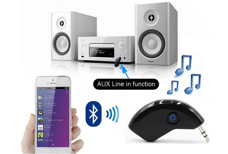 XCGaoon Мини Bluetooth автомобильный комплект громкой связи Поддержка AUX линейный выход Bluetooth приемник адаптер для музыки для iPhone для мобильного телефона