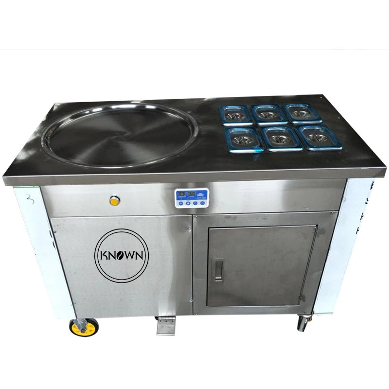 New model 6+1 round pan fried ice cream machine soft roll ice cream machine fried for sale