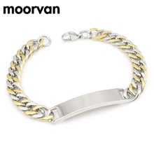 Moorvan 22 см 10 мм мужской ID браслет и браслет массивные ювелирные изделия с кубинской цепочкой из нержавеющей стали подарок для мальчиков Новая мода