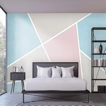 

Geometric color block stitching TV sofa background wall professional production mural wallpaper wholesale custom photo wall