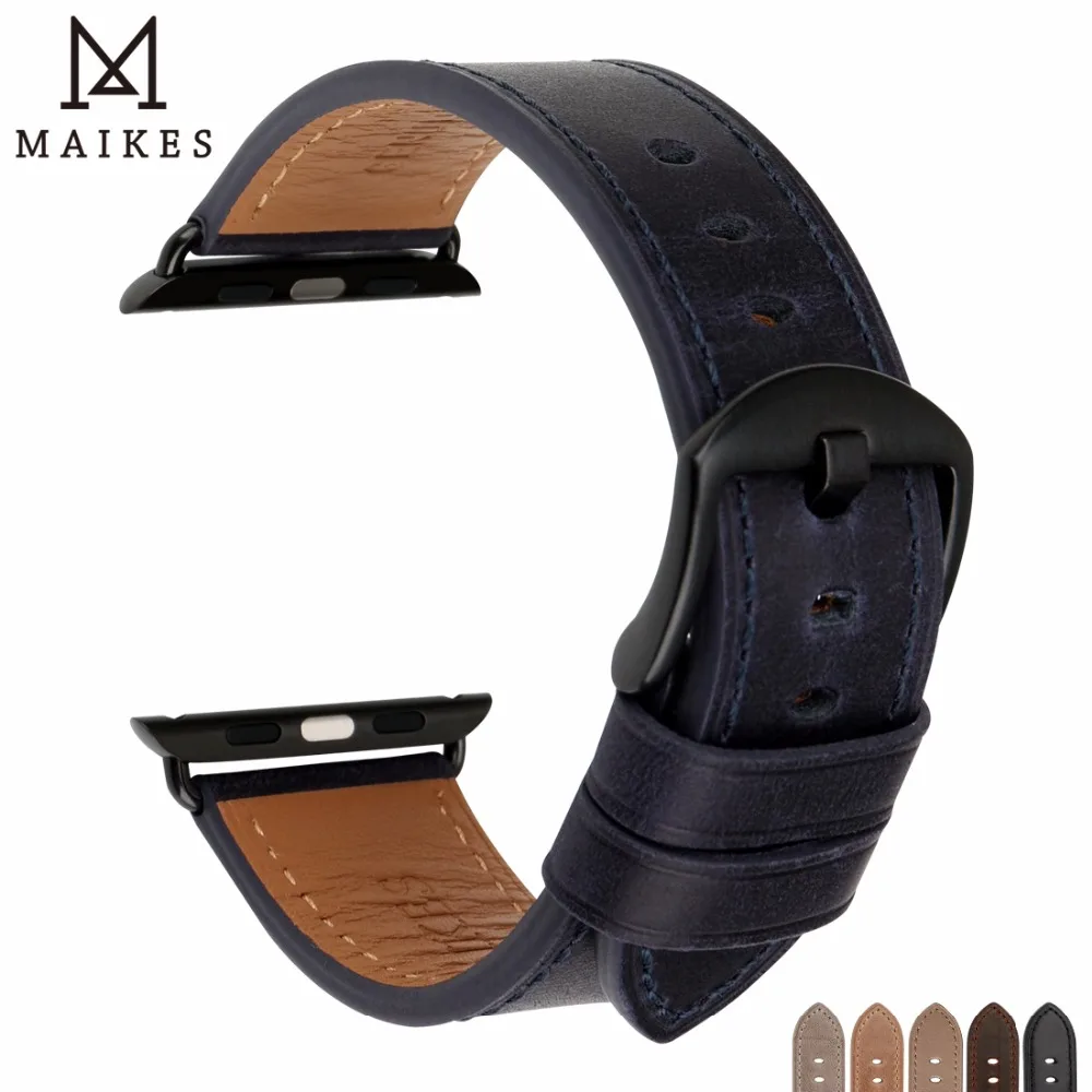 MAIKES Новый кожаный ремешок для часов совместимый с Apple Watch Band 44 мм 40 мм/42 38 серия 4 3 2 1