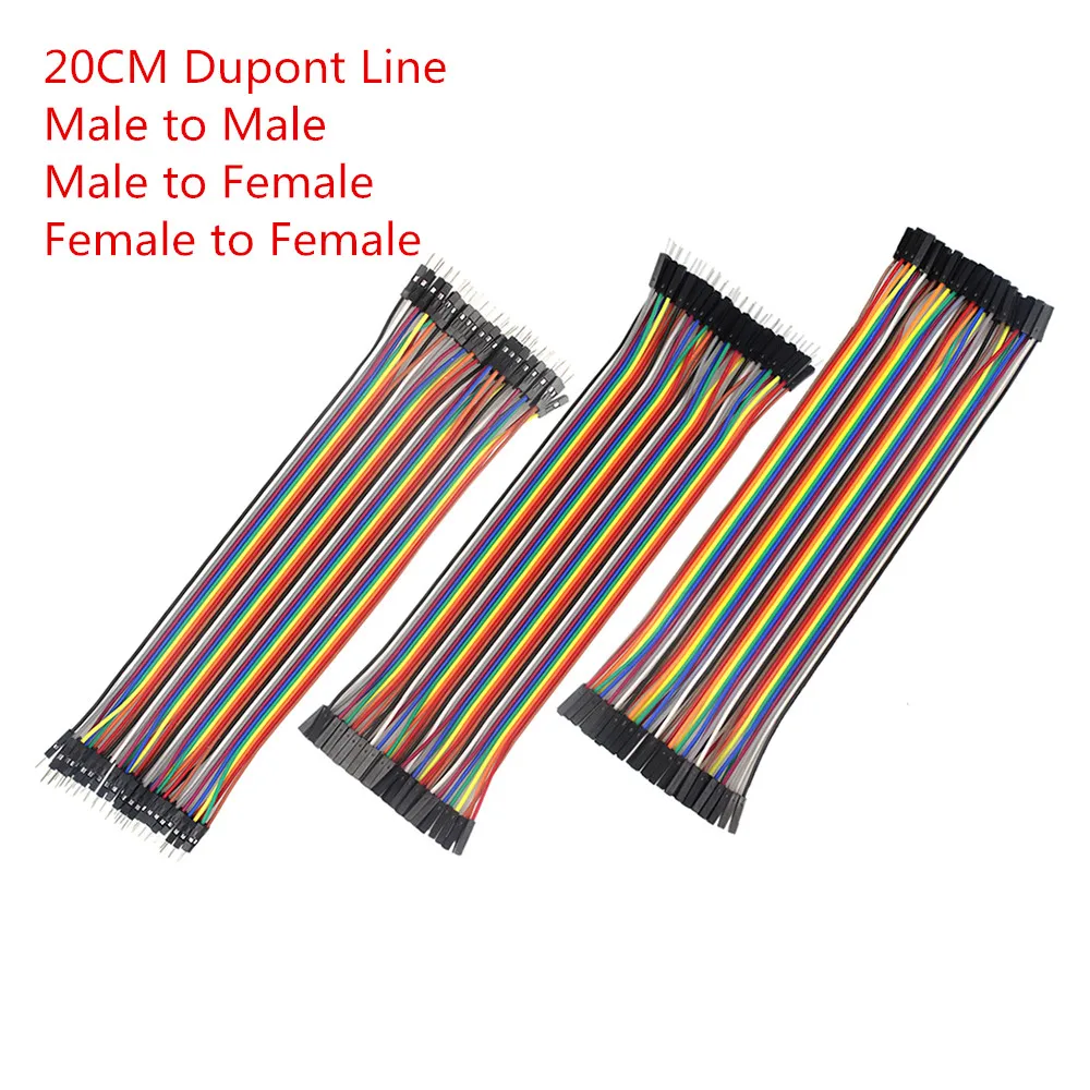 Linha Dupont 20 cm Macho para Macho + Macho para Fêmea + fêmea para Cabo Dupont Jumper Fêmea para arduino Diy Kit