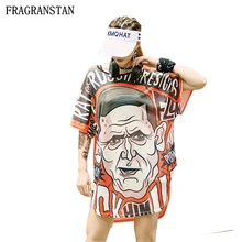 Женская летняя футболка с принтом в уличном стиле Harajuku короткий рукав с круглым вырезом Женская Повседневная Свободная футболка больших размеров LY370