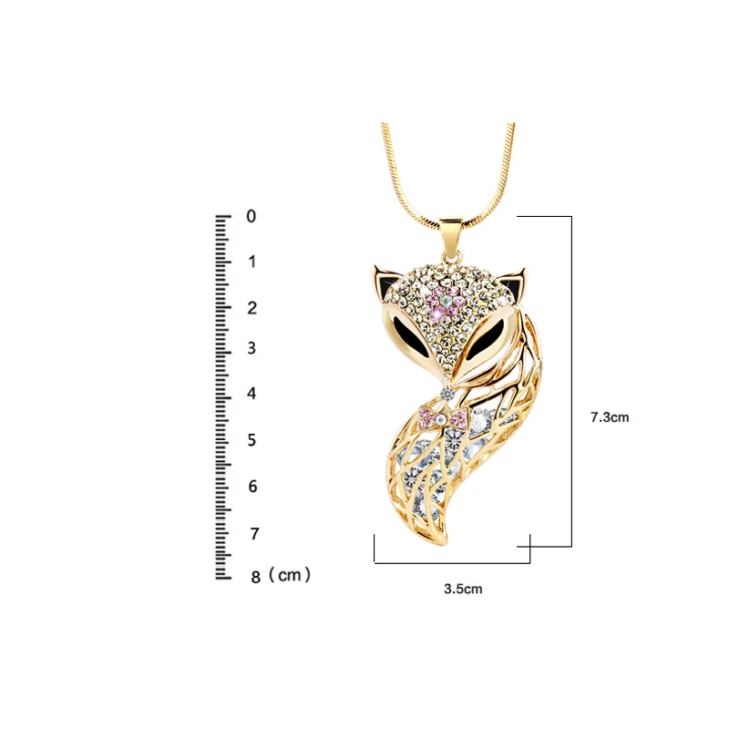 DuoTang новое ожерелье с подвеской в виде лисы трендовая Длинная цепочка-змейка Стразы ожерелье s для женщин ювелирные изделия Рождественский подарок M0022