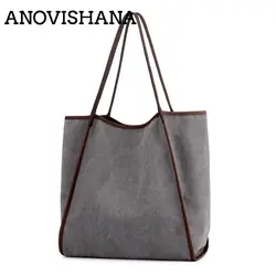 ANOVISHANA 2019 новая сумка для покупок Простая Сумка-тоут женская дорожная сумка для хранения модная сумка на плечо женская парусиновая