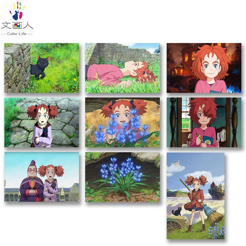 DIY colorings pictures by numbers with colors Mary and the Flower of Witch picture drawing painting framed Home | Дом и сад