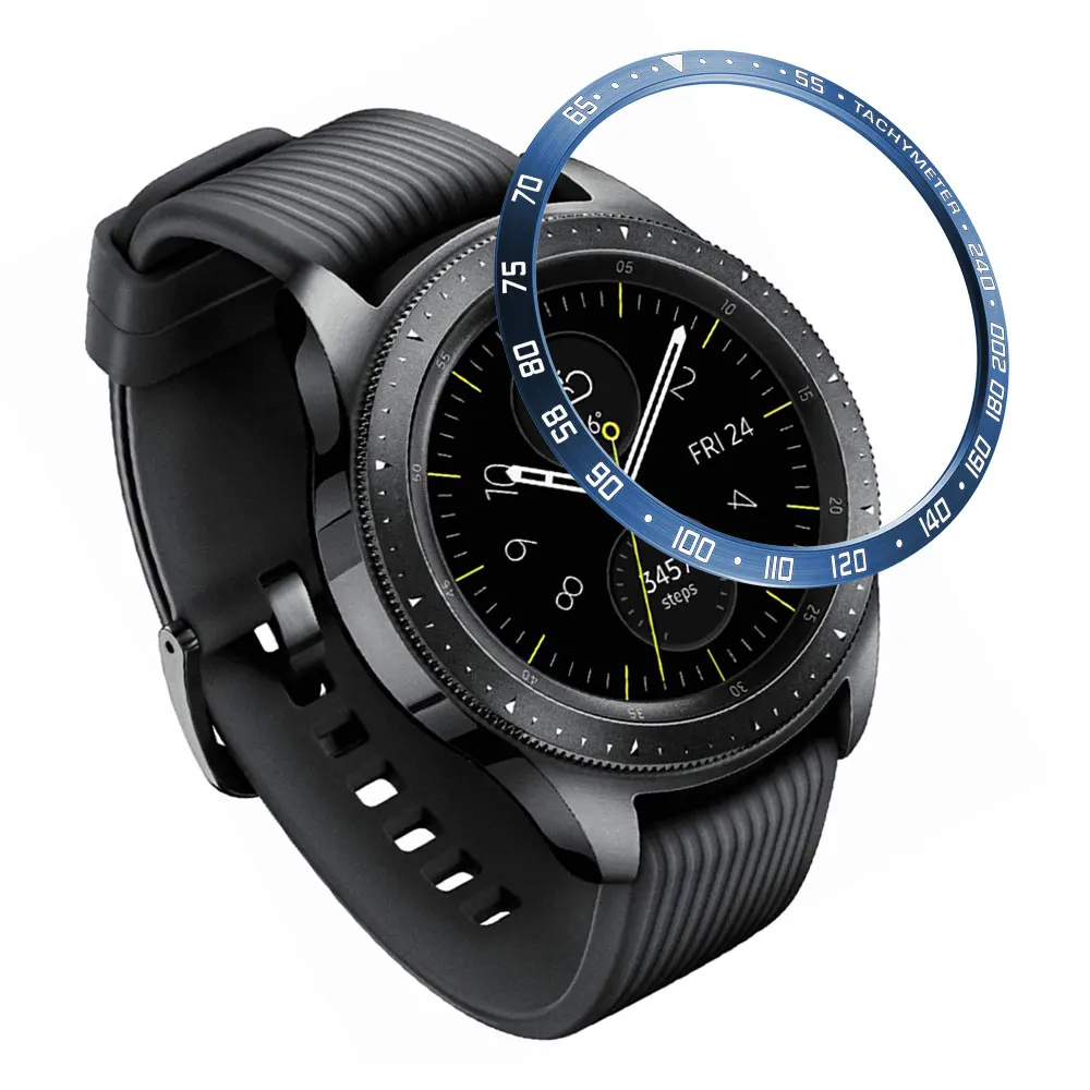 Металлический ободок для samsung Galaxy Watch 46 мм 42 мм/Galaxy gear S3 Frontier ободок кольцо клейкая крышка против царапин металл - Цвет: Blue white-E