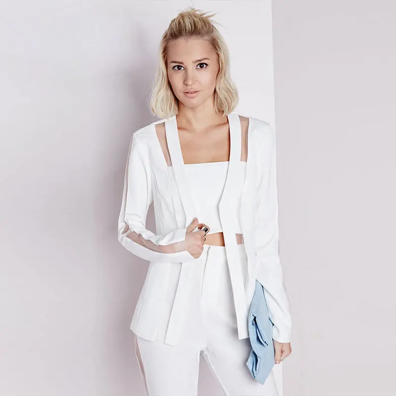 New 2017 Summer Organza Patchwork Solid Slim font b Women b font Suit Blazer font b