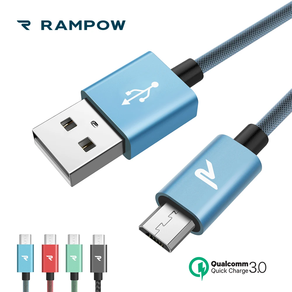 Rampow Qc3 0 Fishnet Micro Usb Cable For Xiaomi Redmi Note 5 Anti Tangle Fast Charging Phone Charger Cable For Samsung S7 S6