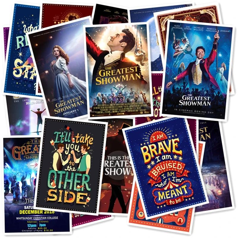 

The Greatest Showman 20/pcs PVC Series Sticker Home Decor Fridge Styling Wall Travel Suitcase Graffiti Styling Stickers