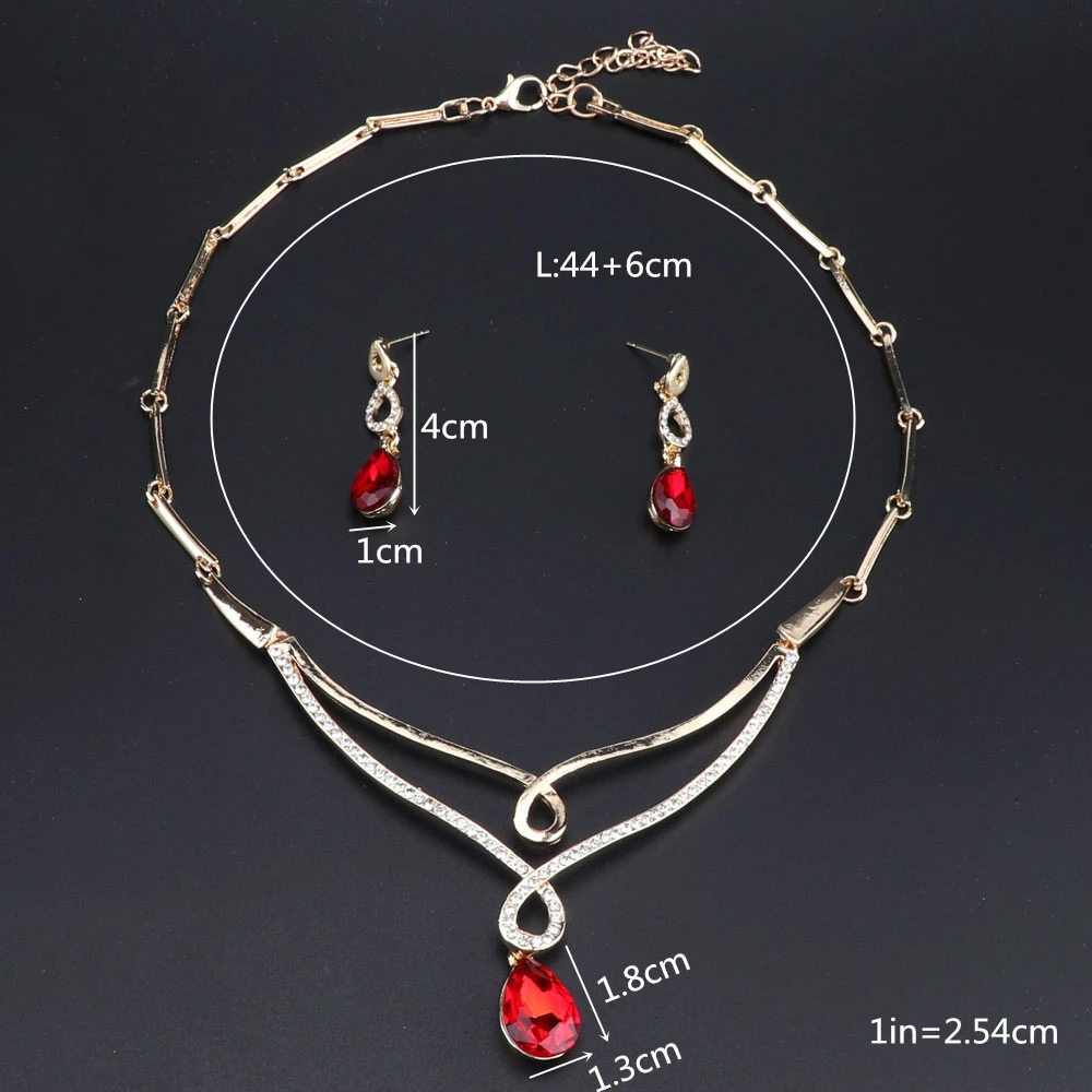 New Fashion Jewelry Sets For Women African Beads Party Crystal Water Drop Pendant Necklace Earrings Wedding Accessories
