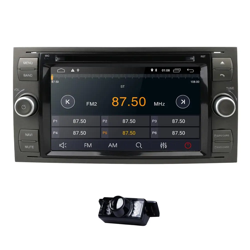 Top Car dvd player Quad Core Android 9.0 FOR FORD FOCUS C-MAX car multimedia stereo 1024*600 2G RAM 4G WIFI DAB+ DVR OBD Free camera 2