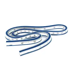 Доступный оптовая продажа 10 шт. плотник Шнайдер плавного Пластик 60 см 24 zoll Гибкая линейка кривая синий + белый