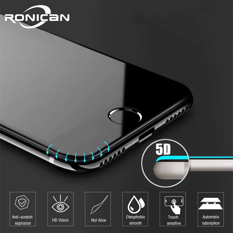 5D Anti-fingerprint Protective Glass for iPhone 7 Screen Protector iPhone 8 Tempered Glass on iPhone XS MAX 6 6s 7 8 Plus Glass afbeelding