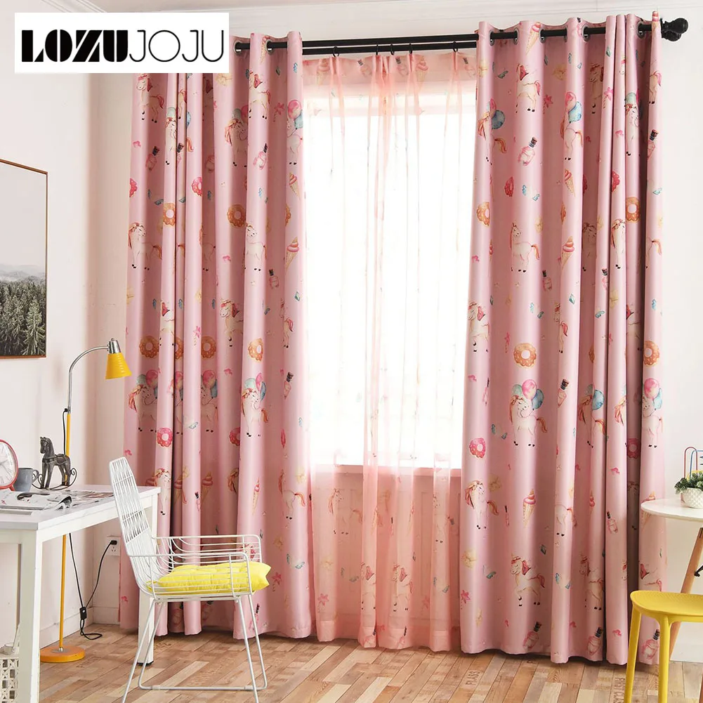 

LOZUJOJU 1 Piece cartoon blackout curtains organza Tulle kids modern curtains children living room Bedroom Window design shades